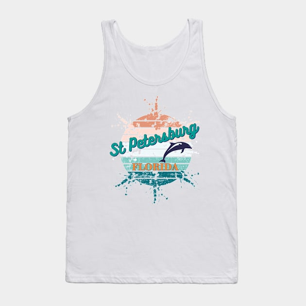 St Petersburg Florida Exploding Retro Vintage Sunset T-Shirt Tank Top by AdrianaHolmesArt